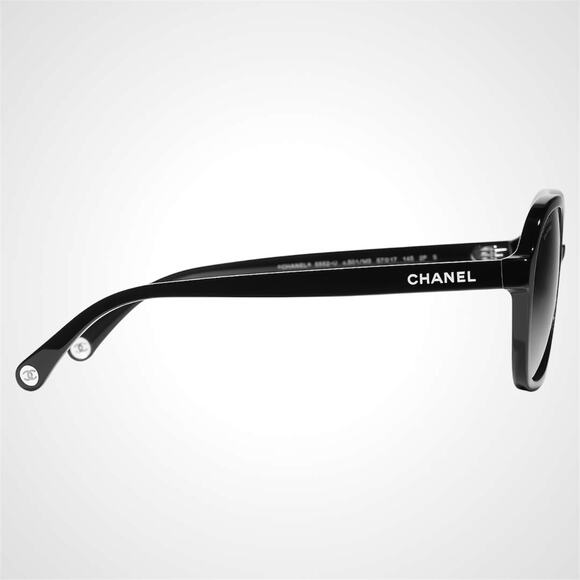 New CHANEL Sunglasses Black Polarized Lens Pilot Aviator 55mm